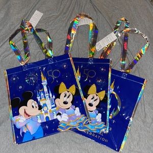 NWT Walt Disney Word 50 Anniversary Mickey Mouse and Minnie Mose reusable bags.